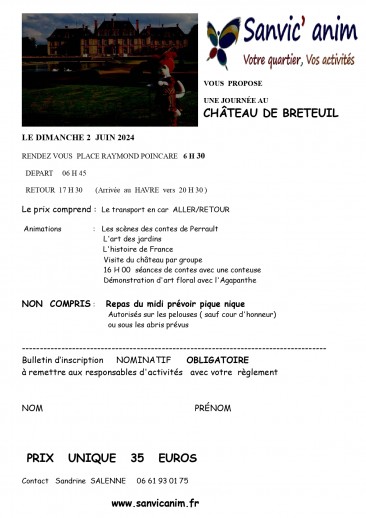 SORTIE CHATEAU DE BRETEUIL LE DIMANCHE 02 JUIN 2024