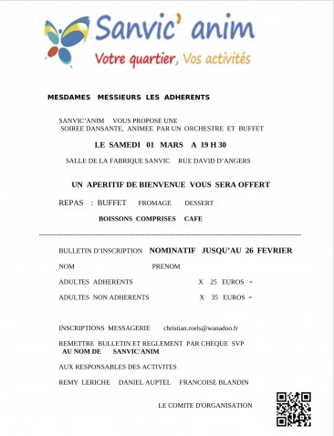Soirée Dansante Samedi 01 Mars 2025
