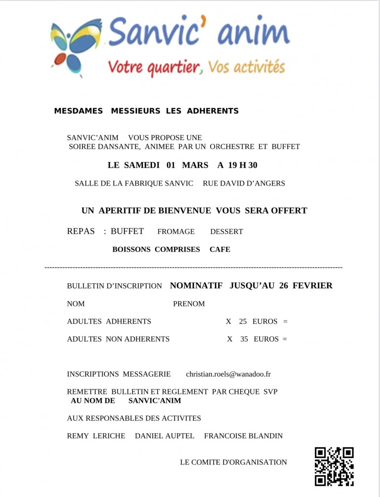 Soirée Dansante Samedi 01 Mars 2025