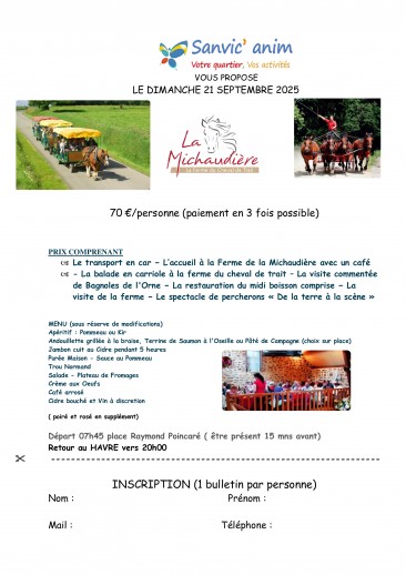 Sortie: La michaudière le 21 septembre 2025